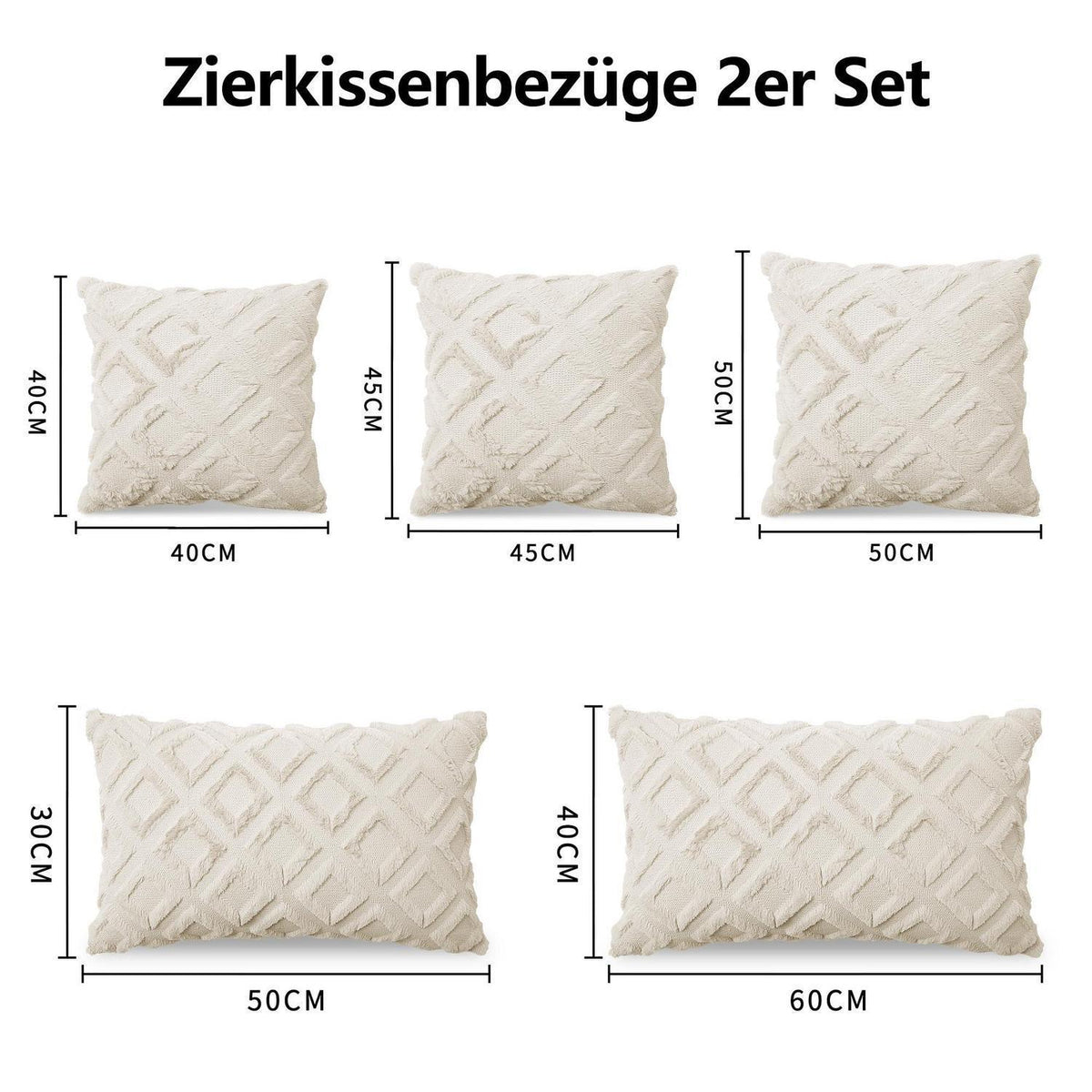 Boho Kissenbezug 2er Set 45x45 cm Beige – Flauschig & Dekorativ