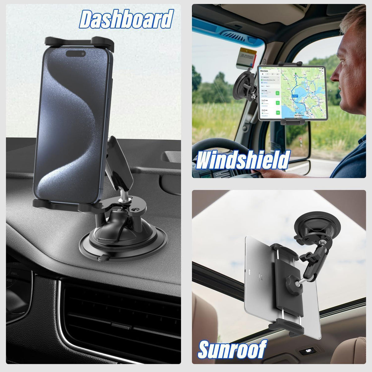 Starker Tablet Saugnapf Halterung für Auto & Traktor