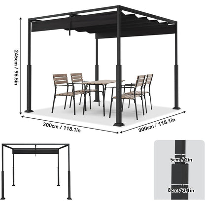 Pergola 3x3m – Terrassenüberdachung, Wasserdicht & Stabil
