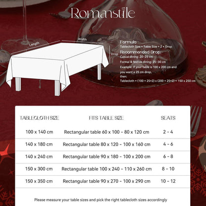 Romanstile Weihnachten Tischdecke Rot 350x150 cm Jacquard Barock