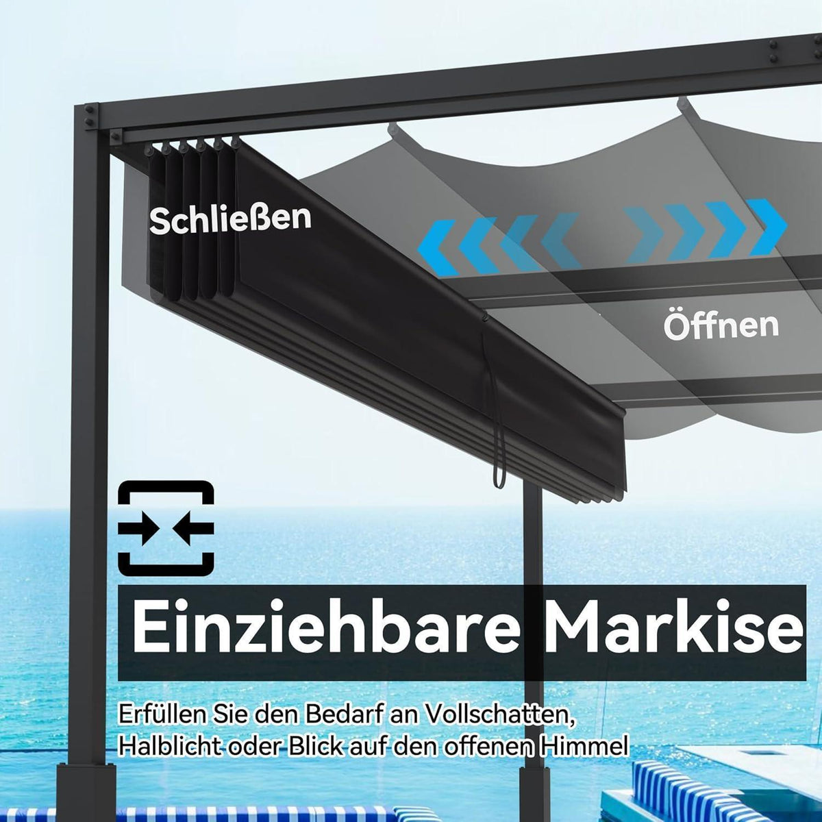 Pergola 3x4m – Terrassenüberdachung, Wasserdicht & Stabil