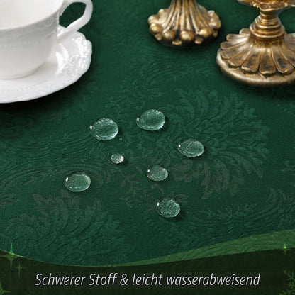 Grüne Tischdecke Romanstil Weihnachten 140x240 cm, Wasserabweisend