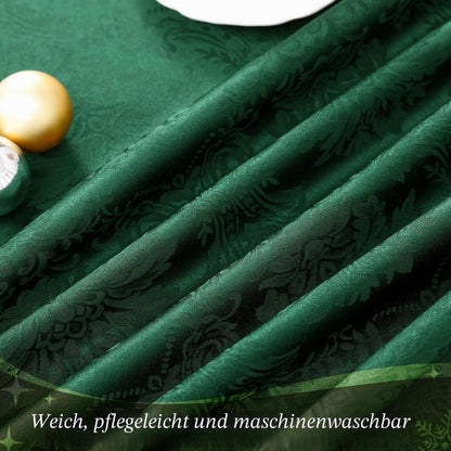 Grüne Tischdecke Romanstil Weihnachten 140x240 cm, Wasserabweisend