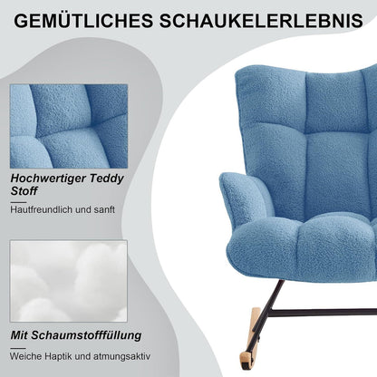 Schaukelstuhl mit Armlehnen – Gepolstert, Lichtblau