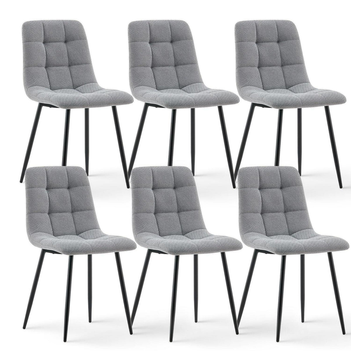 Esszimmerstühle Set 6x Dunkelgrau Chenille Gepolstert