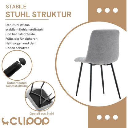 Esszimmerstühle Set 6x Dunkelgrau Chenille Gepolstert