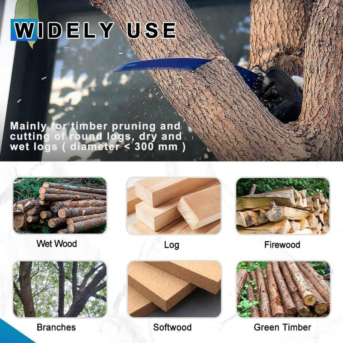 Säbelsägeblätter 300mm mit japanischen Zähnen für Holz