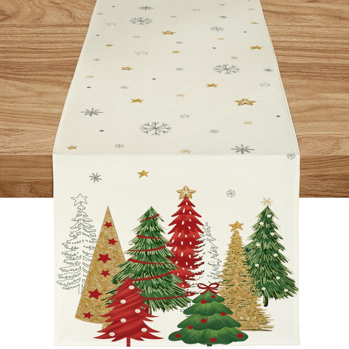 Tischläufer Weihnachten 40x180 cm Beige – Moderne Winterdeko