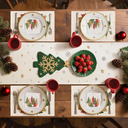Tischläufer Weihnachten 40x180 cm Beige – Moderne Winterdeko