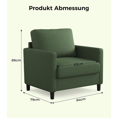 Bequemer Lesesessel Grün – Kleines Sofa für Wohnzimmer & Jugendzimmer