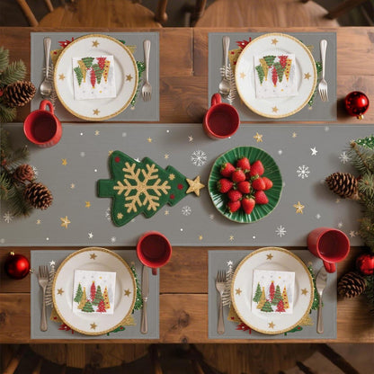 Tischläufer Weihnachten Grau 40x140 cm - Festliche Winterdeko