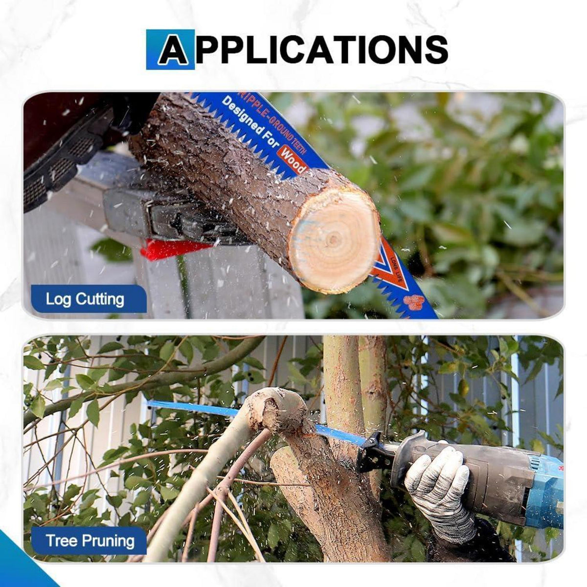 Säbelsägeblätter für Holz, 380mm & 300mm, 6 TPI, Bogenkante