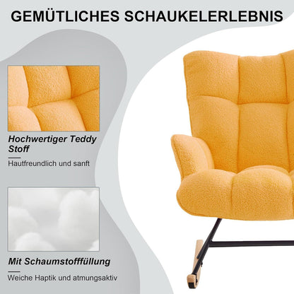 Gepolsterter Schaukelstuhl mit Armlehnen – Gelb