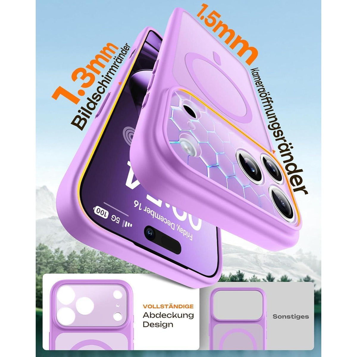 iPhone 17 Pro Hülle MagSafe Matt Lila mit Kameraschutz