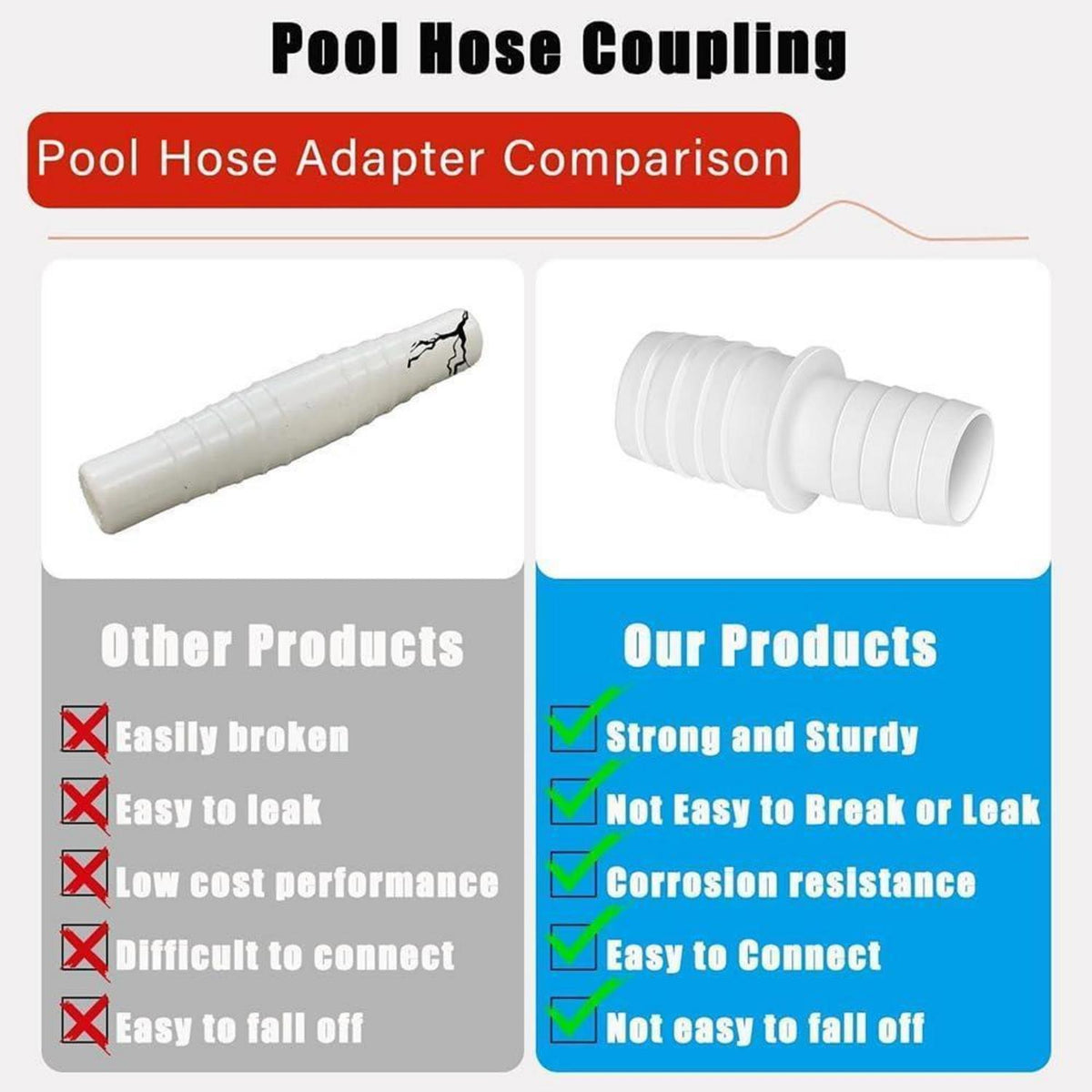 Poolschlauch Adapter 32mm auf 38mm, 4er Set mit Schellen