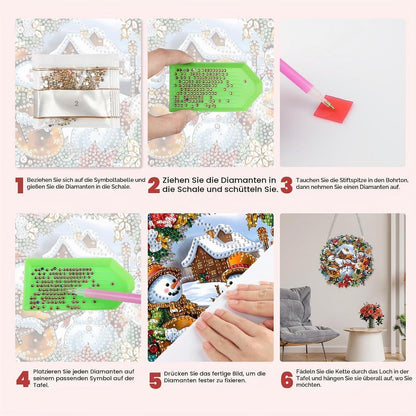 Diamant Painting Weihnachtsschmuck mit Kette – DIY Fensterbild