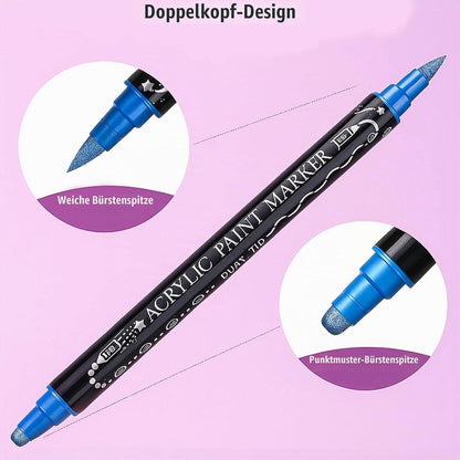 24er Metallic Marker Set | Doppelspitze, Wasserfest, Acryl