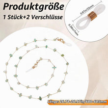 Jade Brillenkette mit Edelsteinperlen – Goldfarbener Kettenriemen