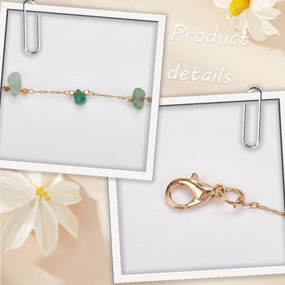 Jade Brillenkette mit Edelsteinperlen – Goldfarbener Kettenriemen