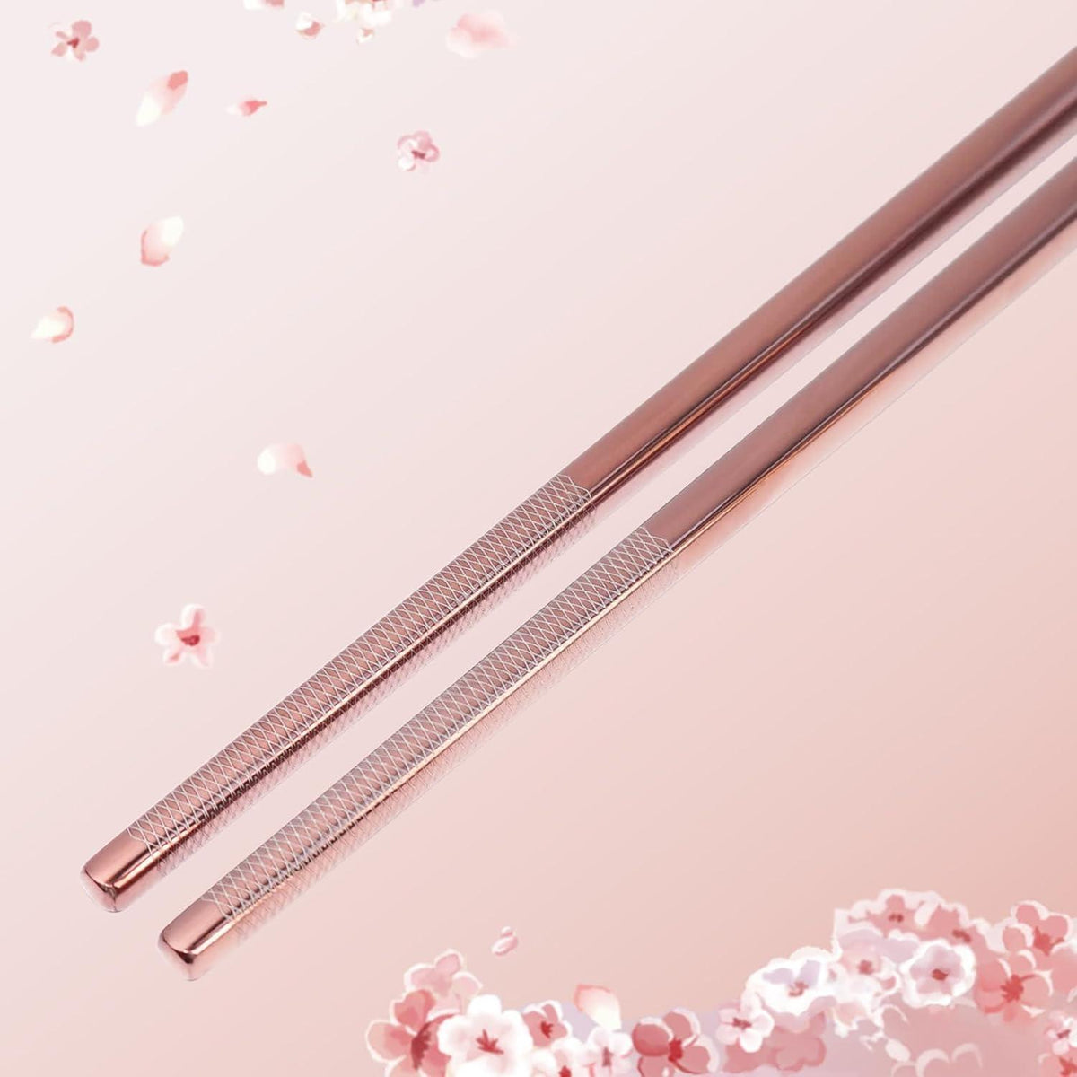 Edelstahl Essstäbchen Set Rosa Sakura Laser Graviert
