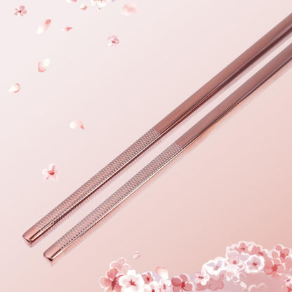 Edelstahl Essstäbchen Set Rosa Sakura Laser Graviert