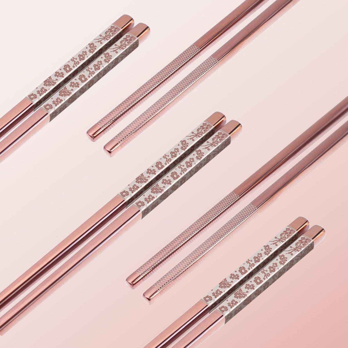 Edelstahl Essstäbchen Set Rosa Sakura Laser Graviert