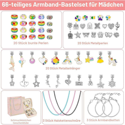 Armband Bastelset Kinder – 66-teilig mit Perlen & Geschenkbox