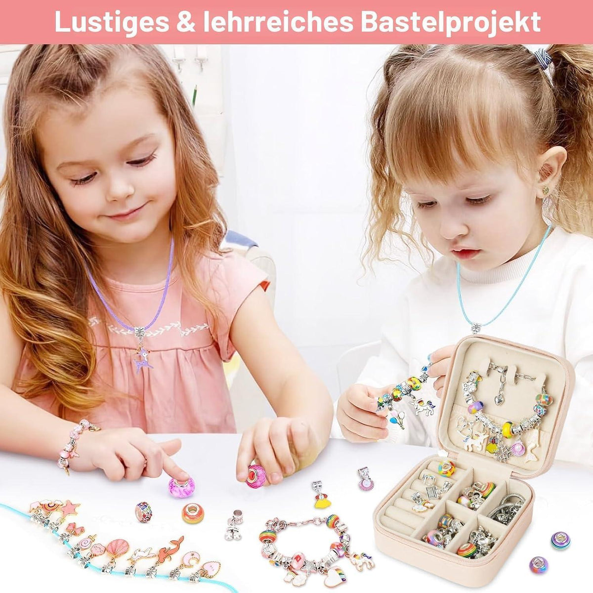 Armband Bastelset Kinder – 66-teilig mit Perlen & Geschenkbox