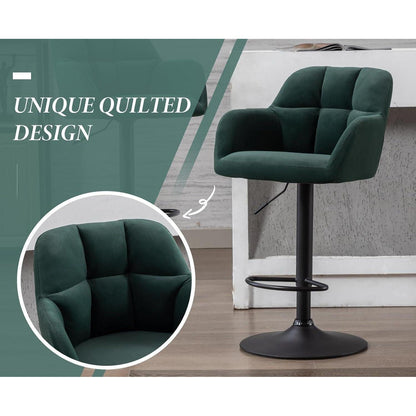 Barhocker Set 2er – Samt, Höhenverstellbar, Grün