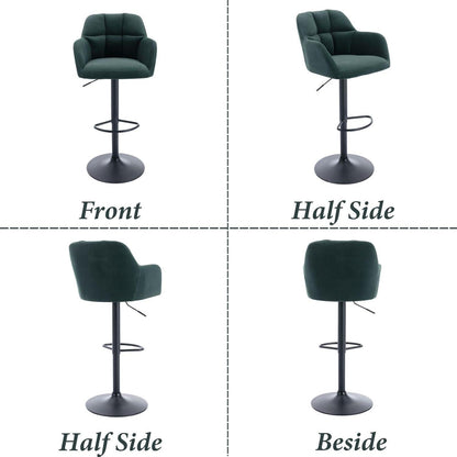 Barhocker Set 2er – Samt, Höhenverstellbar, Grün
