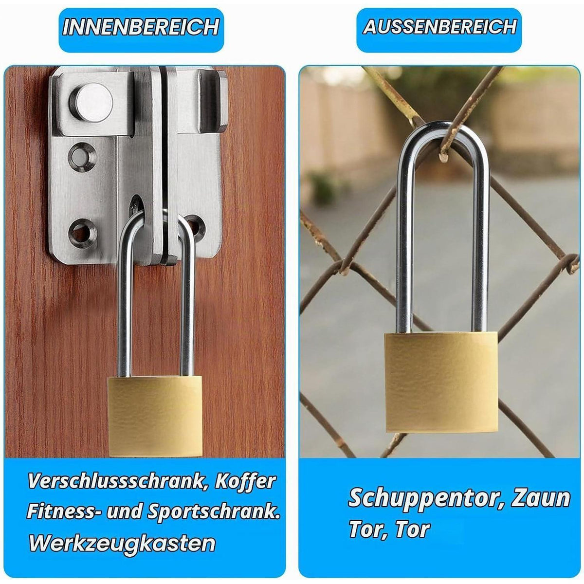 8x Gleichschließende Vorhängeschlösser mit Schlüssel 32mm