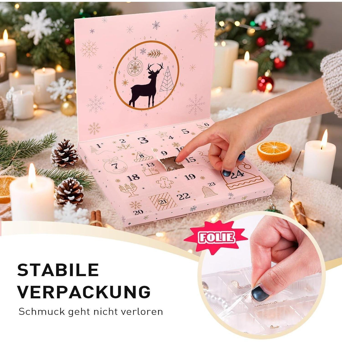 Adventskalender Schmuck Set Gold für Damen & Mädchen