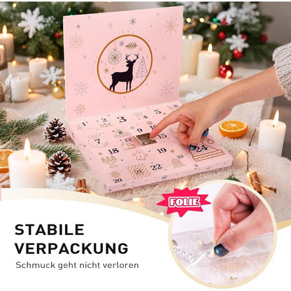 Adventskalender Schmuck Set Gold für Damen & Mädchen