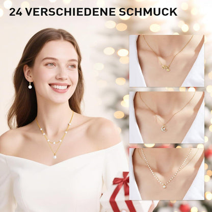 Adventskalender Schmuck Set Gold für Damen & Mädchen