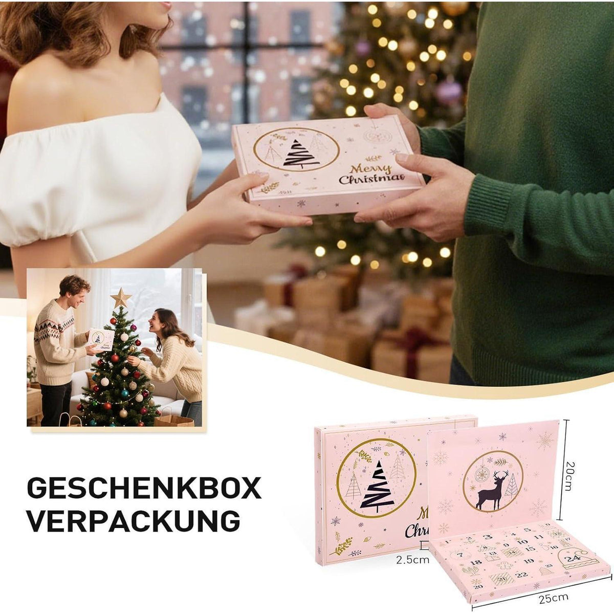 Adventskalender Schmuck Set Gold für Damen & Mädchen
