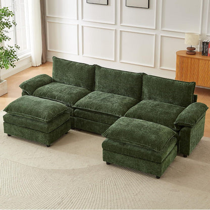 JIEXI Ecksofa mit Schlaffunktion, Grün, 288 x 132 cm