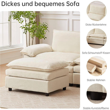 JIEXI Ecksofa mit Schlaffunktion – Beige, 288 x 132 cm