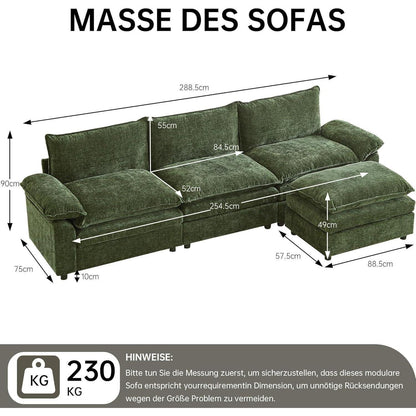 JIEXI Schlafsessel mit Chenille-Stoff, Ecksofa U-Form