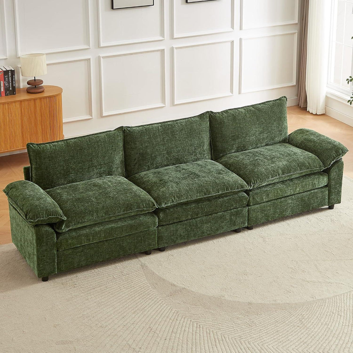 JIEXI Ecksofa mit Schlaffunktion – Grün, Modernes Wohnzimmer Sofa