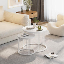 Runde Couchtische 2er-Set Metallrahmen Weiß 60cm