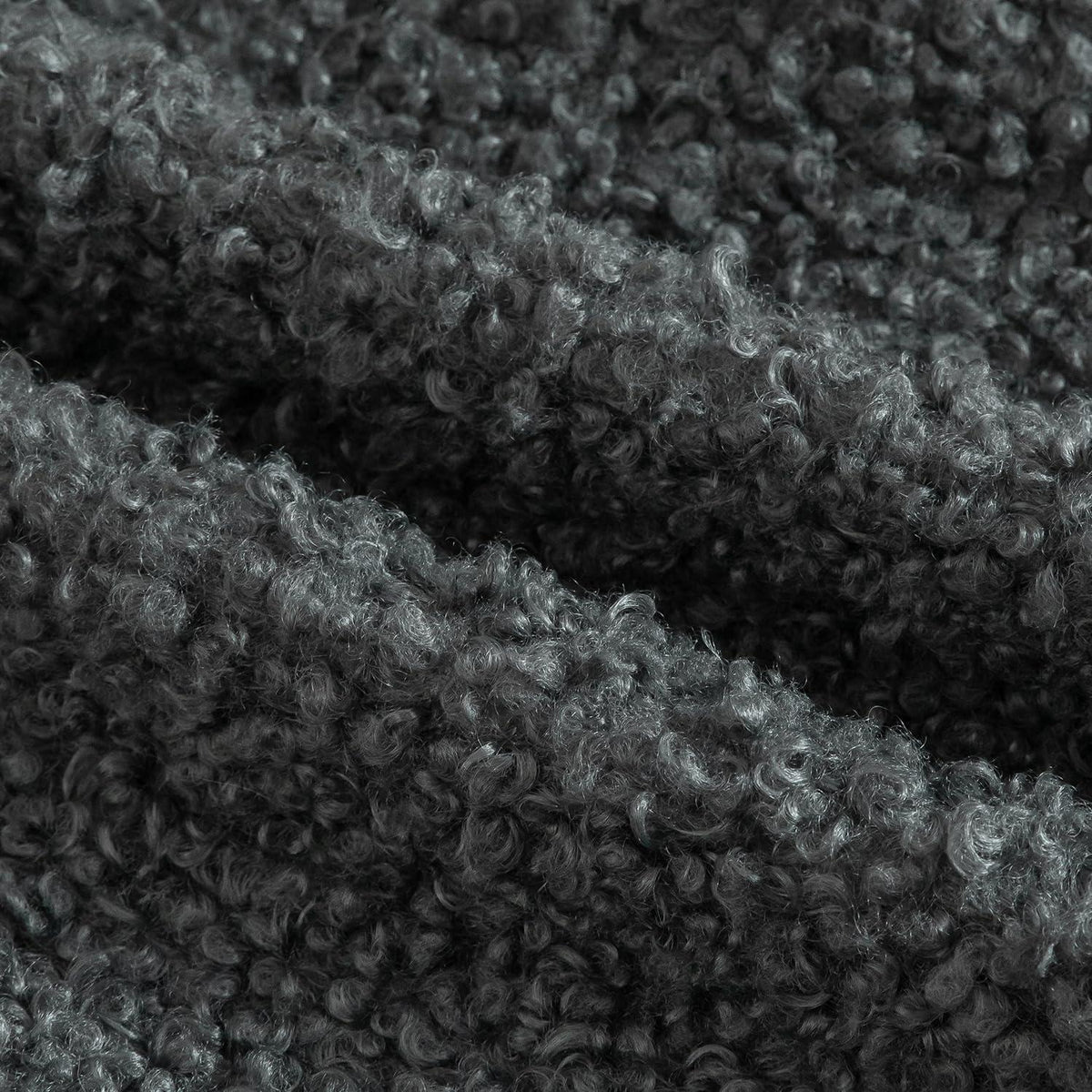 2x Kissenbezug Teddywolle Grau 55x55 cm - Plüsch Bouclé