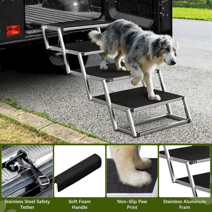 Hundetreppe Klappbar – 4 Stufen für Große Hunde & Auto