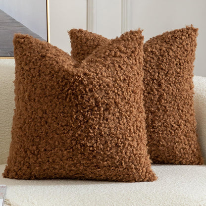 2x Kissenbezug Teddywolle 60x60 cm Braun