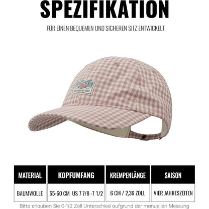 Karierte Baseball Cap Damen Herren Baumwolle Vintage Verstellbar