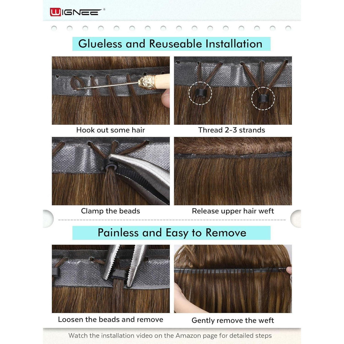 Echthaar Extensions 51 cm Erdbeerblond mit Strähnchen