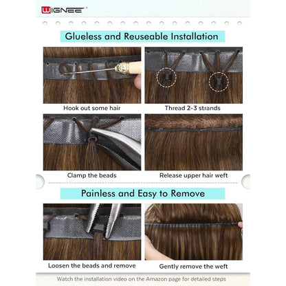 Echthaar Extensions 51 cm Erdbeerblond mit Strähnchen
