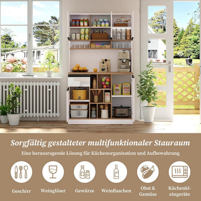 Moderner Küchenschrank Weiß – Sideboard mit Regalen & Schubladen