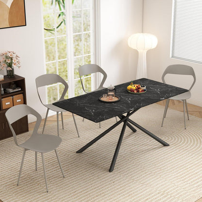 Rechteckiger Esstisch Set 180cm mit 4 Stühlen Schwarz Grau
