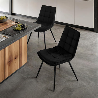 Esszimmerstühle Samt 4er-Set Schwarz – Gepolstert & Modern