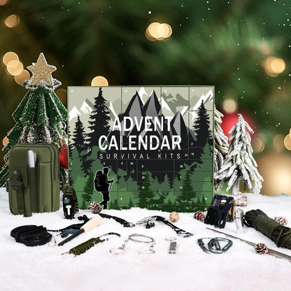 Taktischer Survival-Adventskalender mit Hüfttasche & Poncho